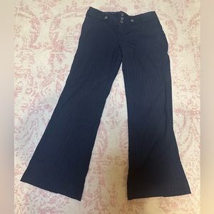 Low rise navy pin stripe flare pants